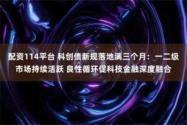 配资114平台 科创债新规落地满三个月：一二级市场持续活跃 良性循环促科技金融深度融合